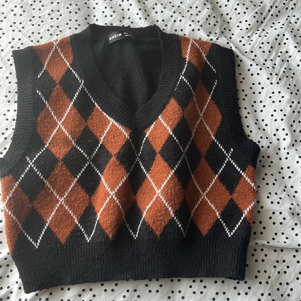 S Shein brown/black vest top